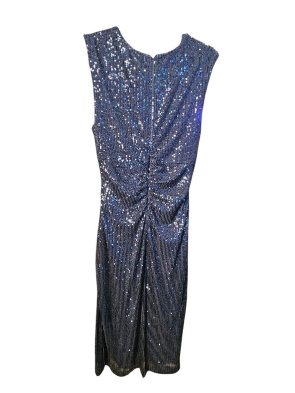 White House Black Market Navy Sequin V-Neck Sheath Dress M - Picture 4 of 11